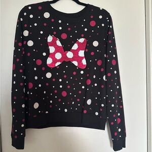 Disney Parks Sequin Minnie Mouse Bow Sweatshirt